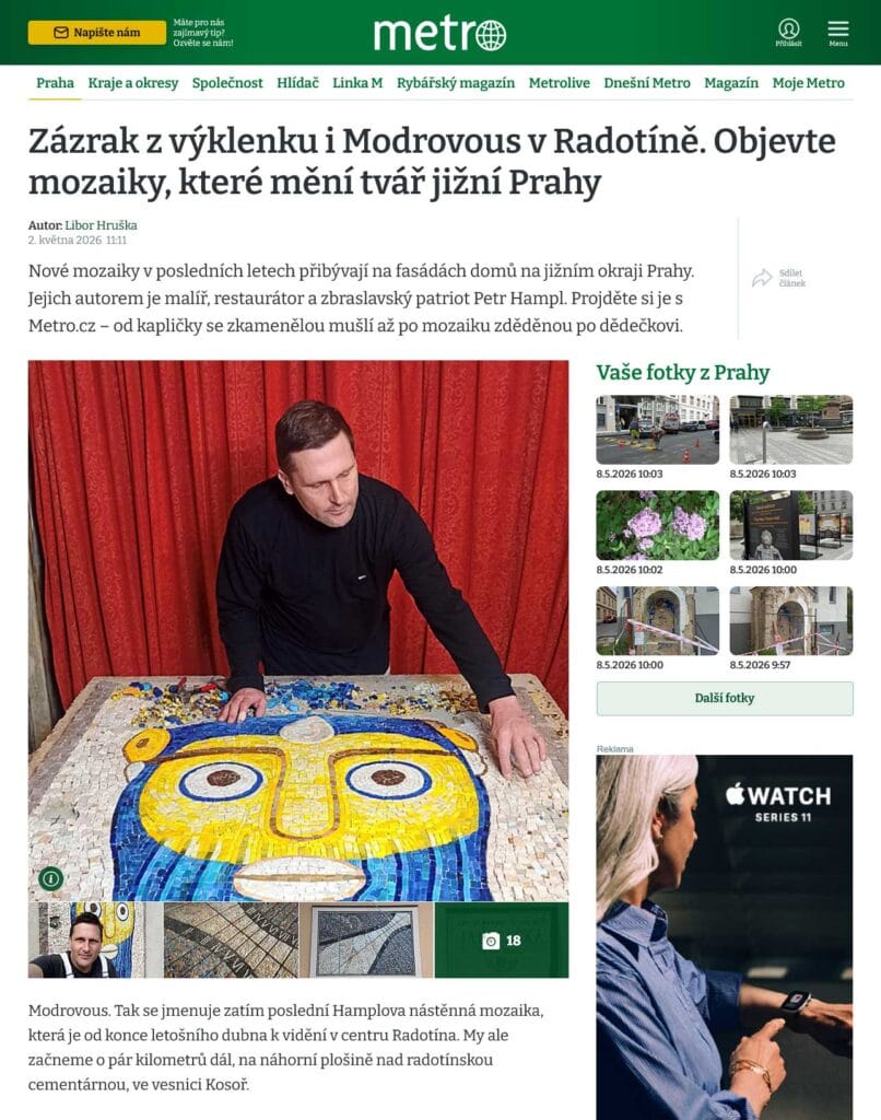 Zázrak z výklenku i Modrovous v Radotíně. Objevte mozaiky, které mění tvář jižní Prahy - deník Metro 5/2026